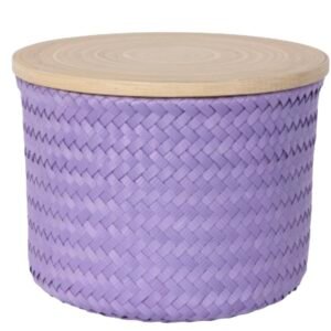 Round high basket avec couvercle en bambou- HANDED BY size S- lilas
