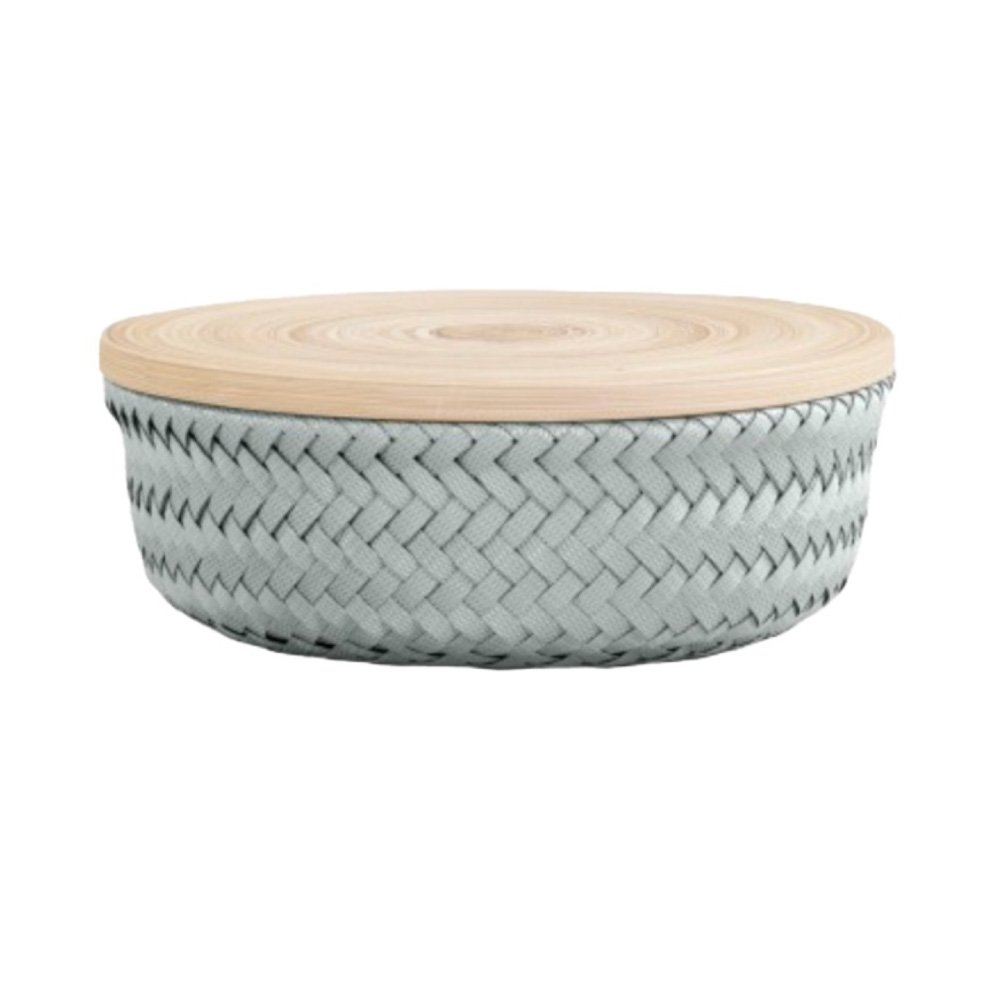 Round basket avec couvercle bambou- HANDED BY- S eucalyptus
