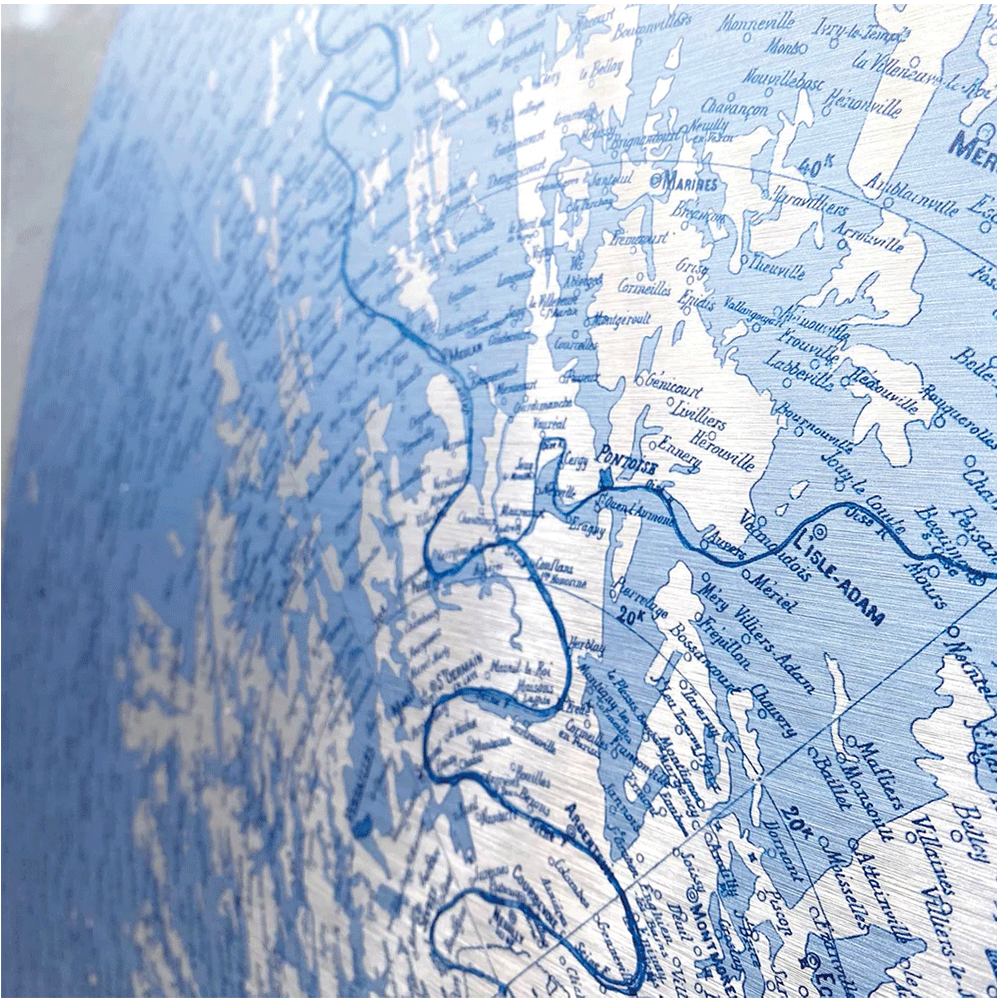 Tableau des Points Visibles depuis la Tour Eiffel 1889 bleu ciel - Aluminium