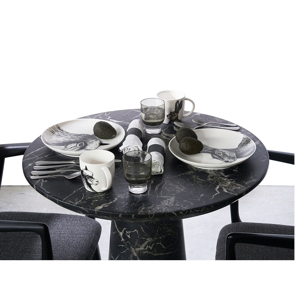 table ronde 70 cm, aspect marbre noir, POLSPOTTEN
