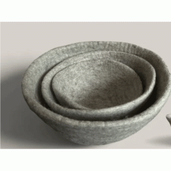 set de 3 corbeilles de rangement en feutrine, gris clair, NEW HEIDI